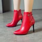 Faux Leather Stiletto Heel Short Boots