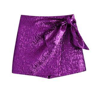 Asymmetrical Bow Accent Mini Skort
