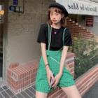 Plaid Suspender Shorts / Short-sleeve Plain T-shirt