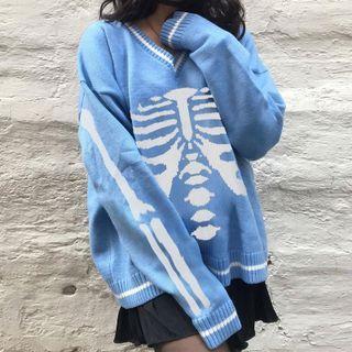 Ribs Print Sweater