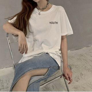 Lettering Print T-shirt White - One Size