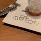 Set Of 8: Alloy Ring (assorted Designs) Set Of 8 - Silver - One Size