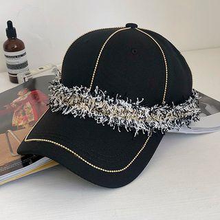 Rhinestone Accent Fringed Baseball Cap
