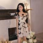 Short-sleeve Butterfly Applique Swimdress