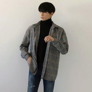 Boxy-fit Glen-plaid Flannel Shirt