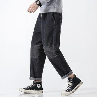 High-waist Panel Straight Cut Jeans