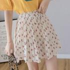 Crinkled Floral A-line Mini Chiffon Skirt