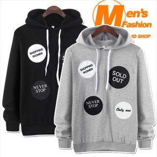 Lettering Dot-patch Hooded Pullover