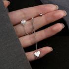 Asymmetrical Rhinestone Heart Earring 1 Pair - Asymmetric - Silver - One Size