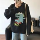 Dinosaur Print Sweater Black - One Size