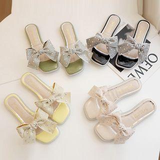 Studded Bow Slide Sandals