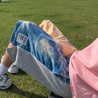 Color Block Tie-dyed Wide Leg Sweatpants