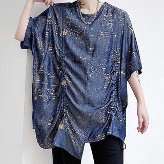 Print Drawstring Oversized Short Sleeve T-shirt