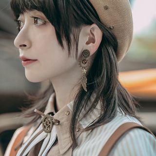 Wing Gear Drop Earring / Clip-on Earring