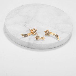 Set Of 3: Rhinestone Star Earring 6813 - One Size
