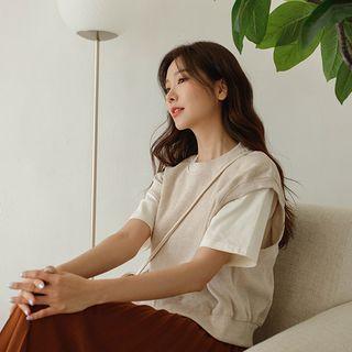 Sleeveless Waffle Sweatshirt
