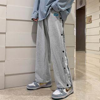 Bear Print Snap Button Sweatpants