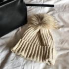 Faux-fur Wool Blend Knit Hat