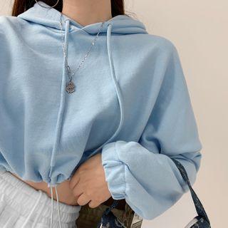Drawstring-hem Crop Hoodie In 5 Colors