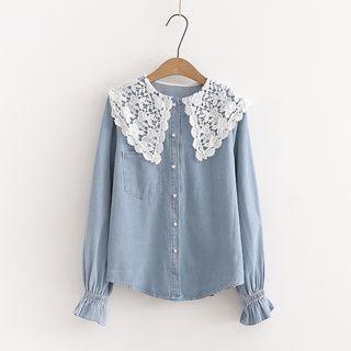 Lace Panel Denim Jacket