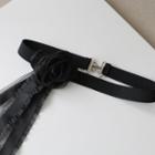 Flower Accent Belt Black - One Size