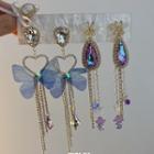 Butterfly / Rhinestone Alloy Fringed Earring