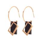 Cutout Square Hook Earring 1 Pair - As Shown In Figure - One Size