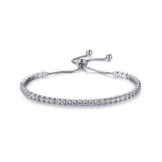 Simple Fashion Geometric Bracelet With White Cubic Zirconia Silver - One Size