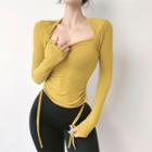 Drawstring-side Mock Two-piece Sports T-shirt In 5 Colors