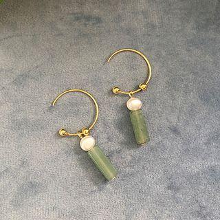 Geometry Drop Earring 1 Pair - Gold & White & Green - One Size