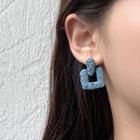 Flower Embossed Alloy Dangle Earring 1 Pair - S925 Silver - Blue - One Size