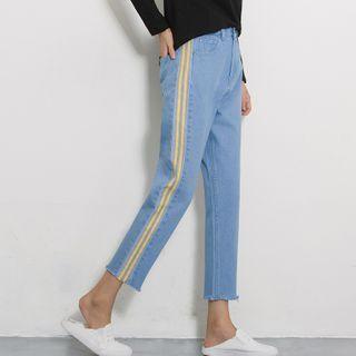 Contrast Lining Straight-leg Jeans