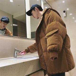 Plain Zip Hooded Padded Coat
