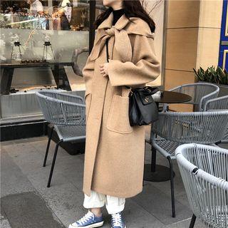 Dual-pocket Buttoned Coat With Hood