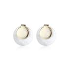 Sterling Silver Plated Gold Simple Fashion Geometric Round Fritillary Stud Earrings Golden - One Size
