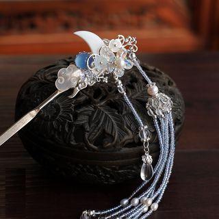 Retro Freshwater Pearl Moon& Cloud Dangle Hair Stick