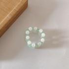 Faux Gemstone Bead Ring Ring - Green & White - One Size