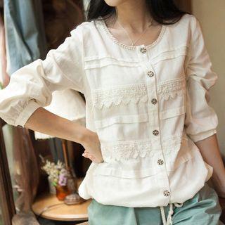 Lace Panel Linen Cotton Jacket
