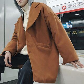 Hooded Notch Lapel Long Coat
