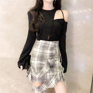 Plaid Ruffled A-line Mini Skirt As Shown In Figure - One Size