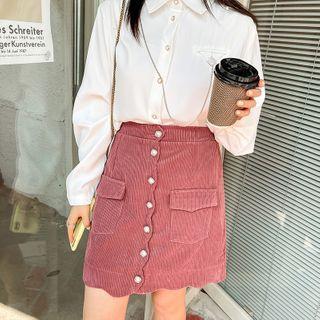 Scalloped Mini A-line Skirt