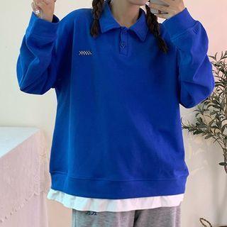 Applique Oversized Polo Sweatshirt