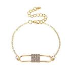 Rhinestone Lock Bracelet 5349 - 02 - Gold - One Size