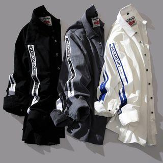 Lettering Strap Shirt Jacket