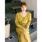 Banded-waist Maxi Shirtdress