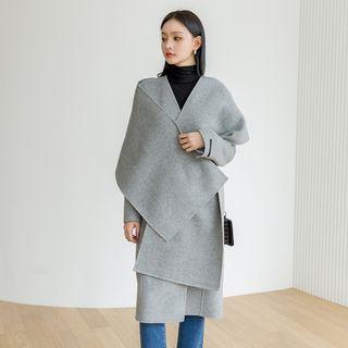Handmade Collarless Coat With Scarf