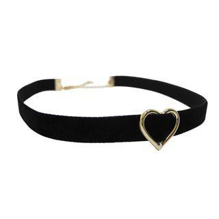 Heart Charm Velvet Choker One Size