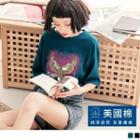 Short Sleeve Eagle Print Cotton Loose-fit T-shirt