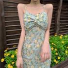 Spaghetti Strap Floral Midi Mermaid Dress Floral - Light Green - One Size