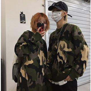 Camo Print Sweater As Shown In Figure - One Size